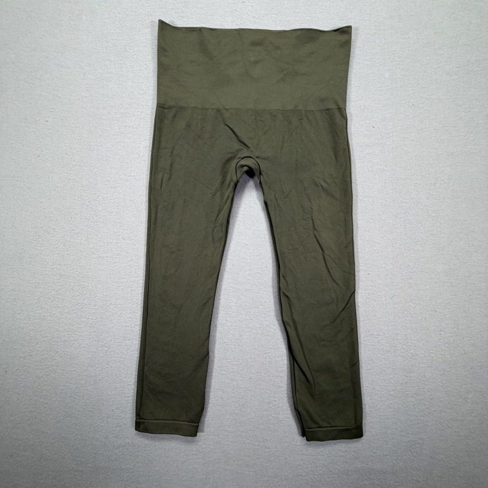 Spanx‎ Womens Leggings Slim Fit Olive Green High Waisted Cropped 1X